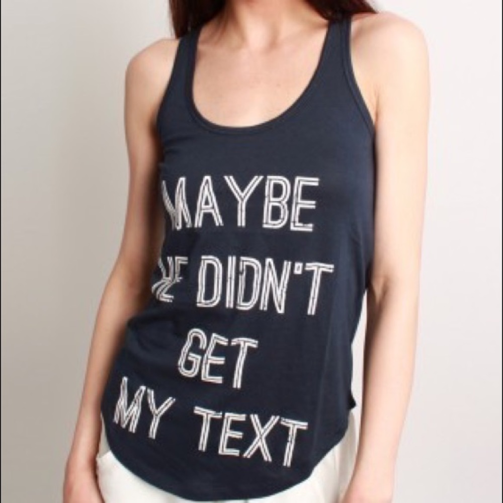 CHRLDR Round Hem Graphic Muscle Tank Top Navy Med